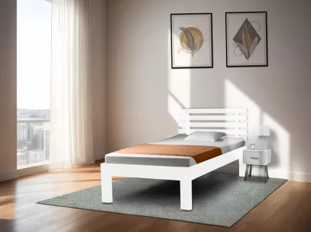 Alexa Solid Wood Single Bed in White Finish